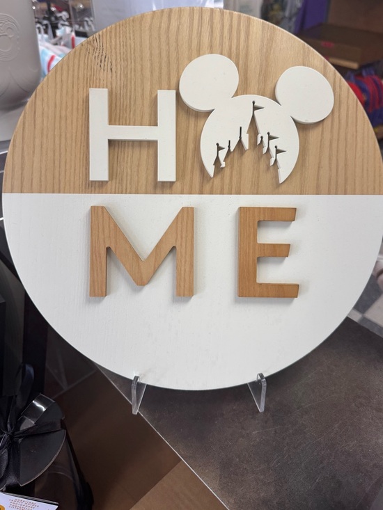 Disney Other - Disney Parks Home Collection Mickey Wood Icon ''Home'' Wall Decor New